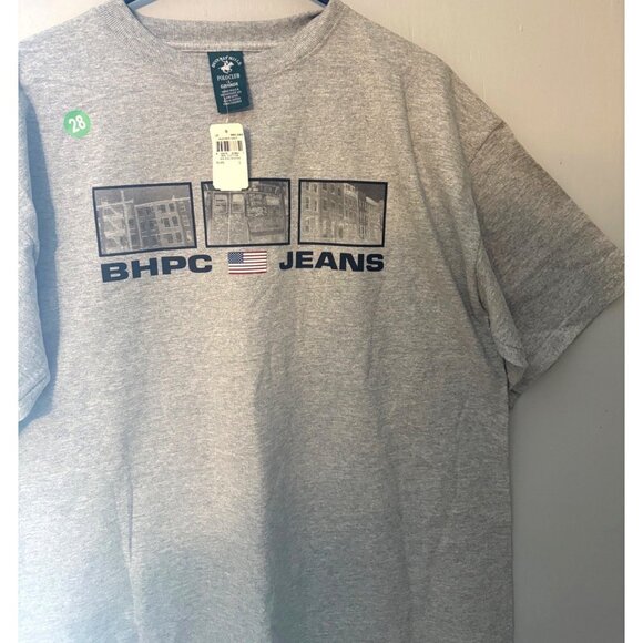 Beverly Hills Polo Club BHPC Jeans Graphic T-Shirt L Gray S/S Crew Neck NWT USA - Picture 10 of 10